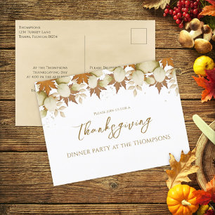 Autumn Fall Foliage Elegant Greenery Thanksgiving  Postcard