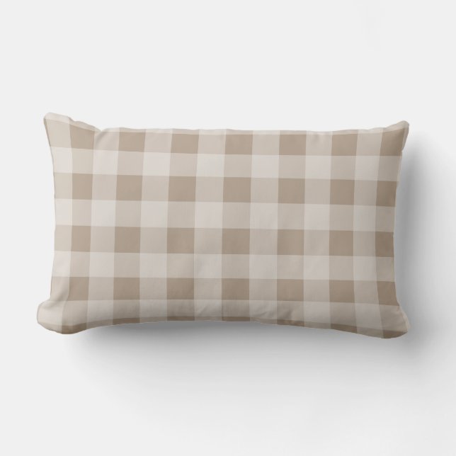 Autumn Fall Foliage Leaves Brown Plaid Pattern Lumbar Cushion (Front)