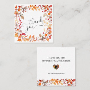 Autumn  Fall Foliage Orange Red  Square Business Card