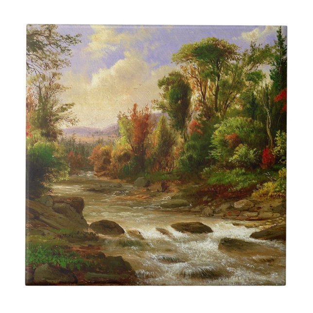 Autumn Fall Forest River Robert Duncanson Destiny Tile (Front)