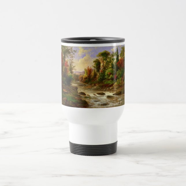 Autumn Fall Forest River Robert Duncanson Destiny Travel Mug (Center)