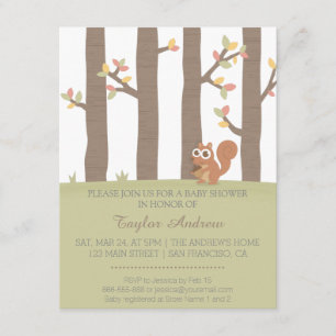 Autumn Fall Forest Squirrel Baby Shower Invitation