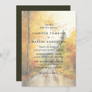 Autumn Fall Forest Watercolor Wedding Invitation