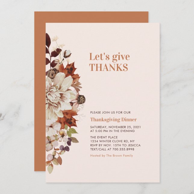Autumn/Fall  Friends giving /Thanks giving Dinner Invitation (Front/Back)