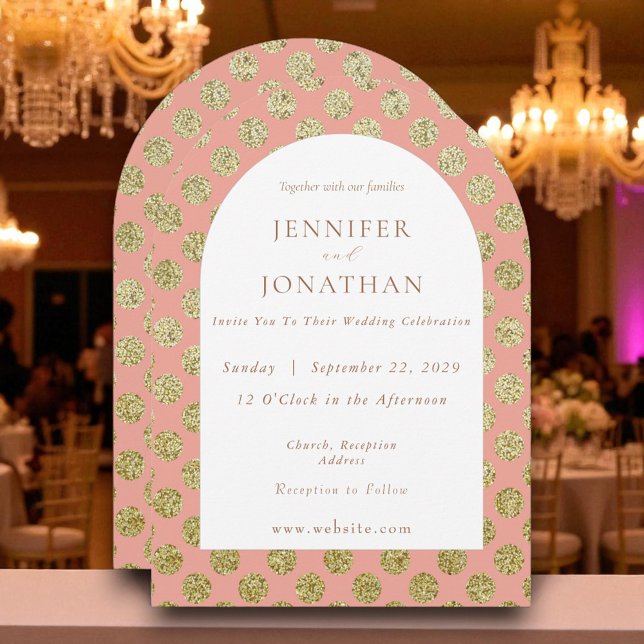 Autumn Fall Gold Polka Dots Wedding Invitation (Creator Uploaded)