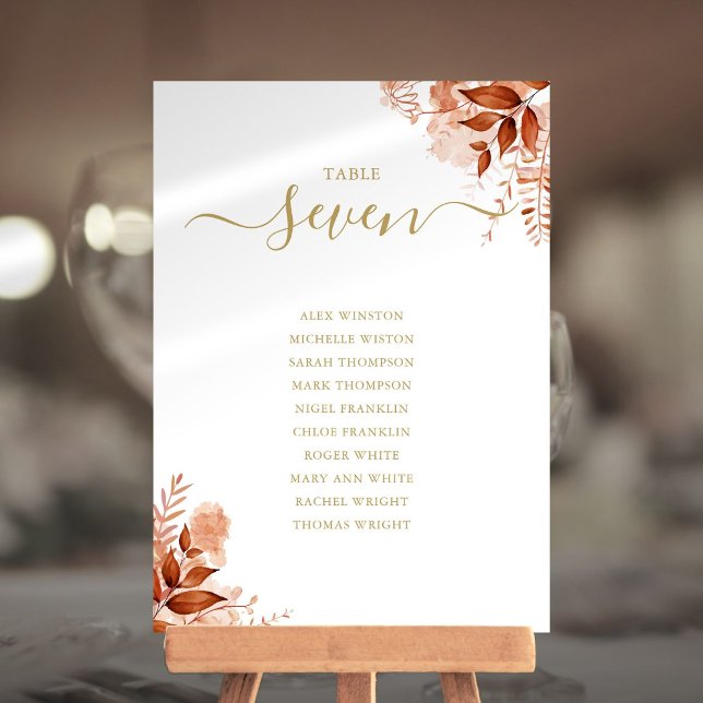 Autumn Fall Gold Seating Plan Table Number (Autumn Fall Gold Seating Plan Table Number)