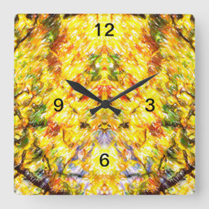 Autumn Fall Gold Square Wall Clock