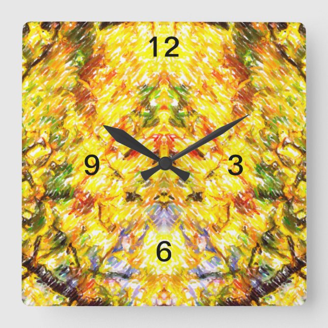 Autumn Fall Gold Square Wall Clock (Front)