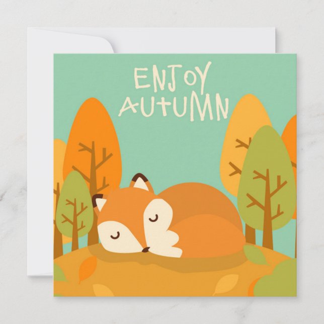 Autumn Fall Greeting Flat Card (Front)