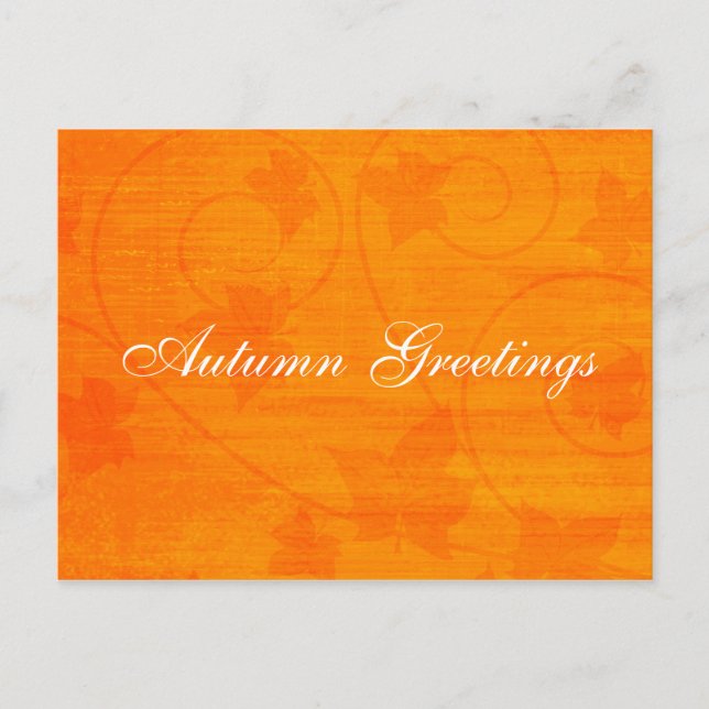 Autumn Fall Greetings Leaves Orange Postcard (Front)