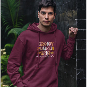 Autumn Fall-Groovy Pumpkin Spice Design Hoodie