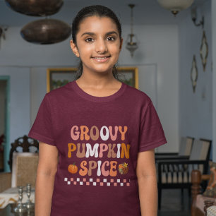 Autumn Fall-Groovy Pumpkin Spice Design T-Shirt