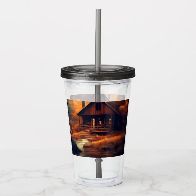 Autumn/Fall/Halloween/rustic painting Acrylic Tumbler (Front)