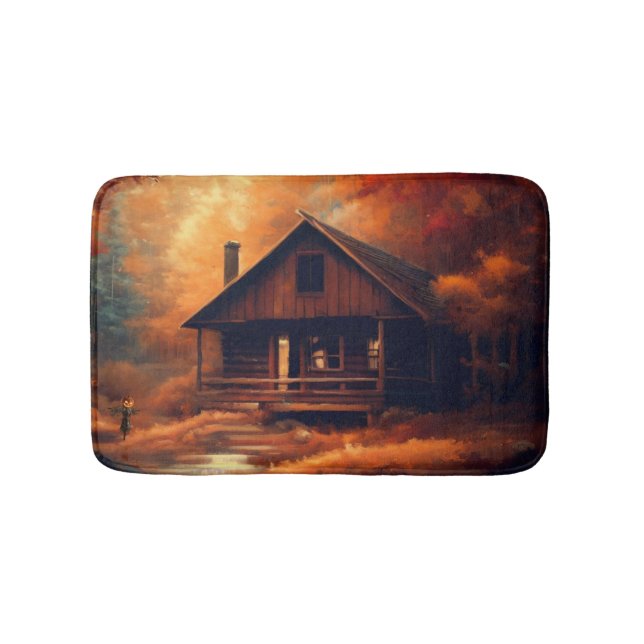 Autumn/Fall/Halloween/rustic painting Bath Mat (Front)