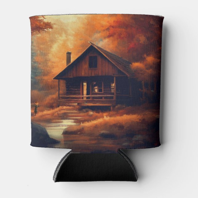 Autumn/Fall/Halloween/rustic painting Can Cooler (Front)