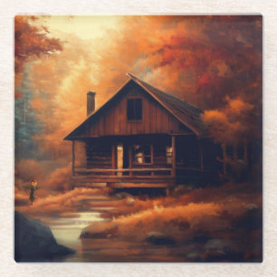 Autumn/Fall/Halloween/rustic painting Glass Coaster