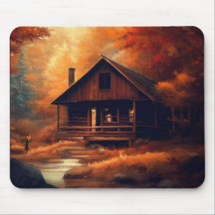 Autumn/Fall/Halloween/rustic painting Mouse Mat