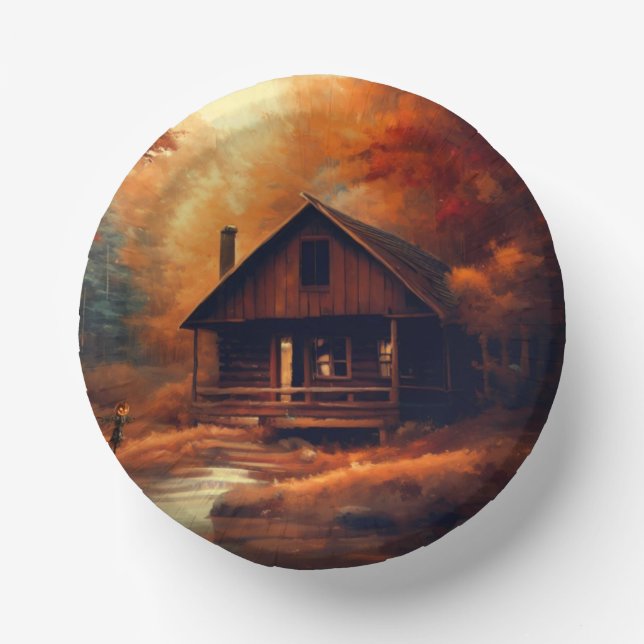 Autumn/Fall/Halloween/rustic painting Paper Plate (Front)