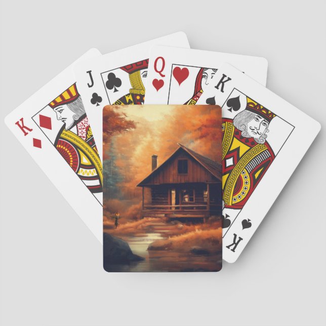 Autumn/Fall/Halloween/rustic painting Playing Cards (Back)