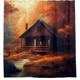 Autumn/Fall/Halloween/rustic painting Shower Curtain