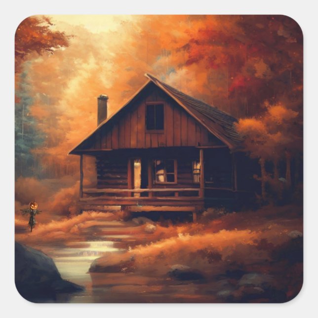 Autumn/Fall/Halloween/rustic painting Square Sticker (Front)