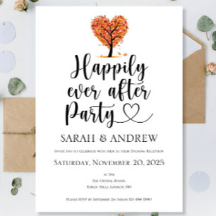 Autumn Fall Happily Ever After Party Wedding Recep Invitation