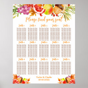 Autumn Fall Harvest 15 Tables Seating Chart