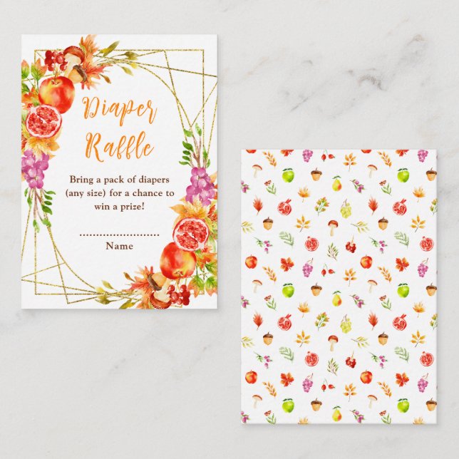 Autumn Fall Harvest Baby Shower Diaper Raffle Enclosure Card (Front/Back)