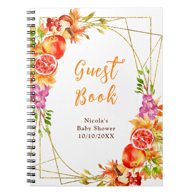 Autumn Fall Harvest Baby Shower Guest Book (Front)