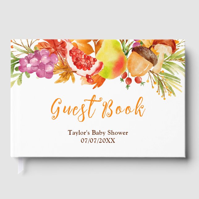 Autumn Fall Harvest Baby Shower Guest Book (Front)
