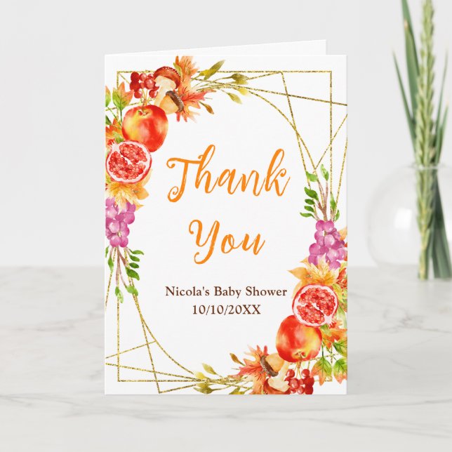 Autumn Fall Harvest Baby Shower Thank You Card (Front)