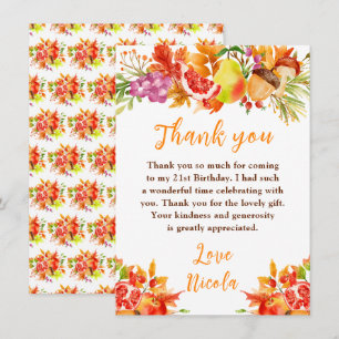 Autumn Fall Harvest Birthday Thank You Card
