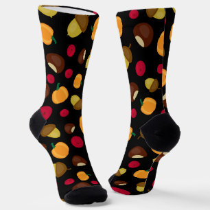Autumn Fall Harvest Black Pattern Socks