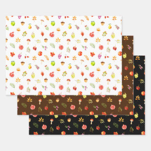 Autumn Fall Harvest Pattern Wrapping Paper Sheet