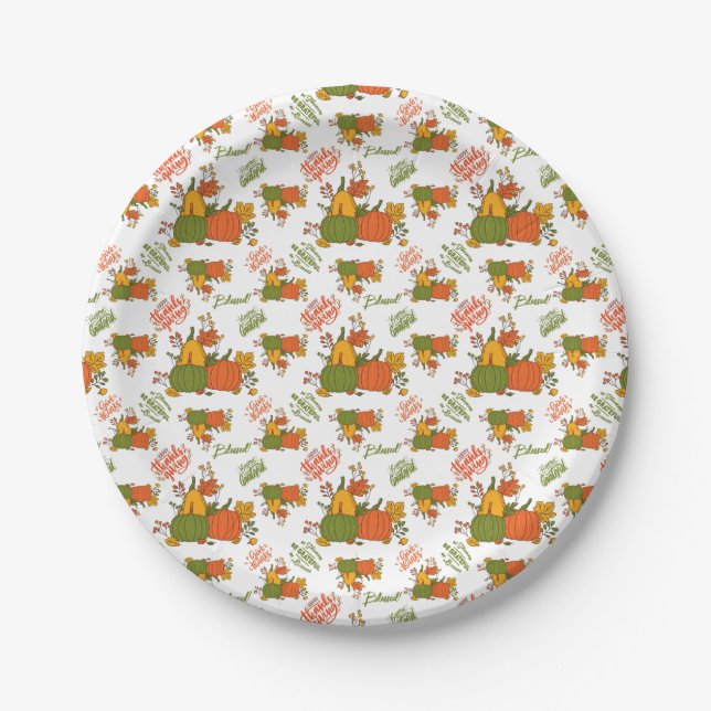 Autumn Fall Harvest Thanksgiving Paper Plate (Front)