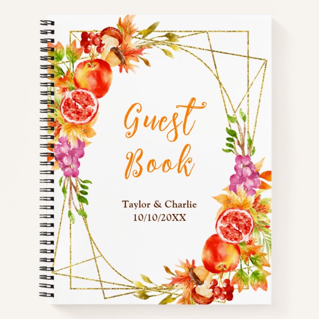 Autumn Fall Harvest Wedding Guest Book (Front)