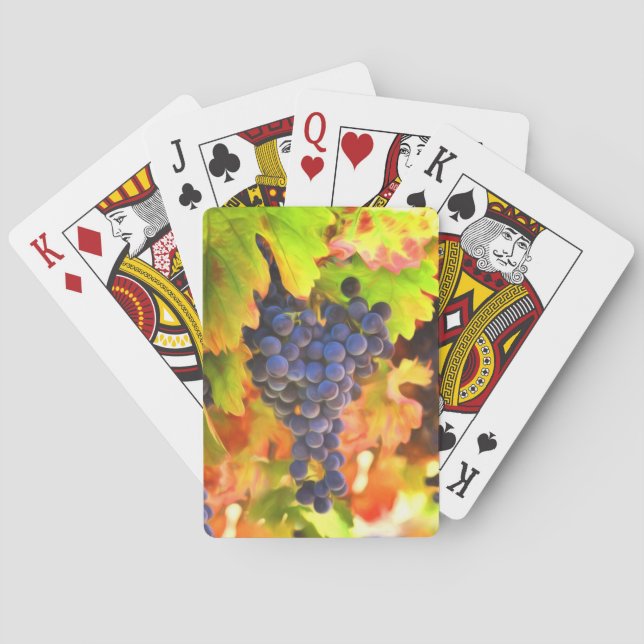 Autumn Fall Harvest Wine Country Vineyard Playing Cards (Back)