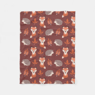 Autumn Fall Hedgehog and Fox Blanket