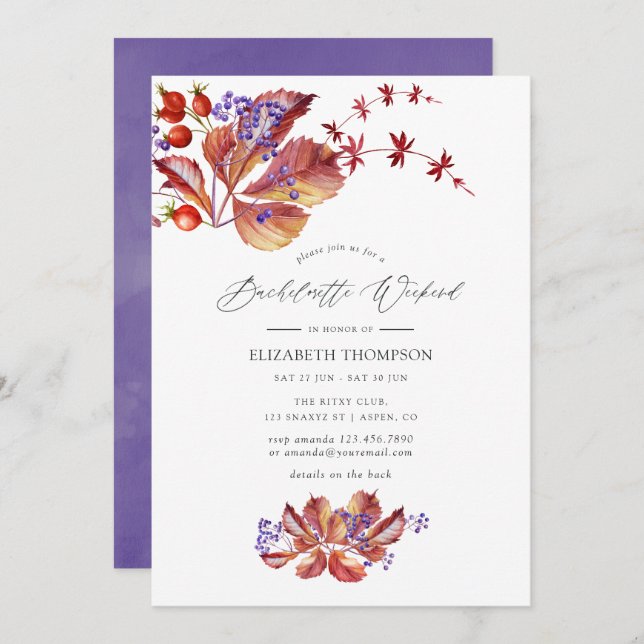 Autumn Fall Holiday Bachelorette Weekend Invitation (Front/Back)