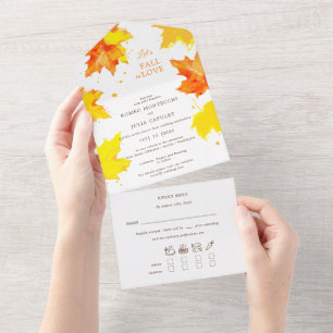 Autumn Fall in Love All in One Wedding Invitation
