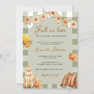Autumn Fall in Love Pumpkin Baby Shower Invitation