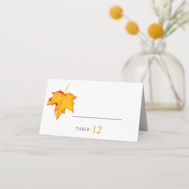 Autumn Fall in Love Wedding Place Card (Front)