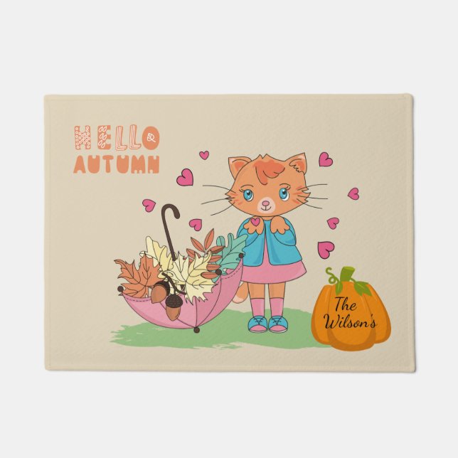 Autumn Fall Kitty Doormat (Front)