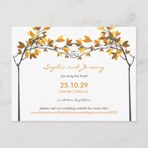 Autumn Fall Knotted Love Trees Save The Date Photo Announcement Postcard