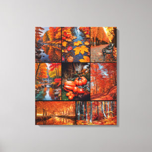 Autumn Fall Landscape Photo Collage Art Canvas Print