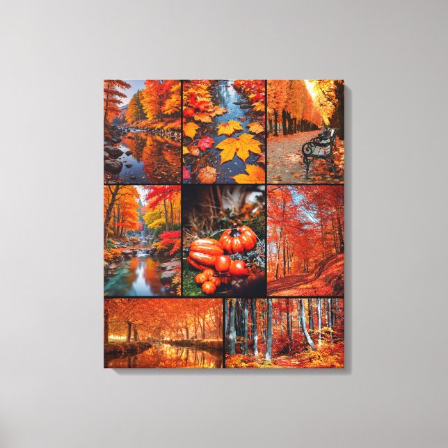 Autumn Fall Landscape Photo Collage Art Canvas Print (Front)