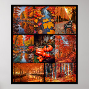 Autumn Fall Landscape Photo Collage Art Poster
