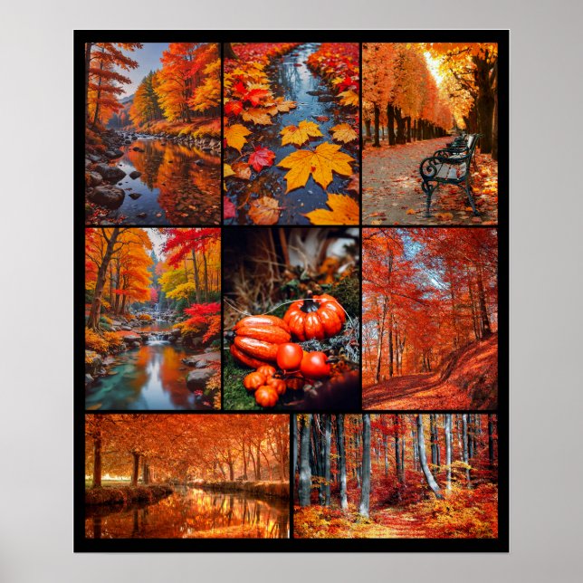Autumn Fall Landscape Photo Collage Art Poster (Front)