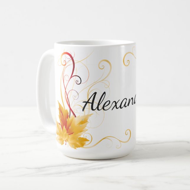 Autumn Fall Leaf Maple Coffee Mug (Front Left)
