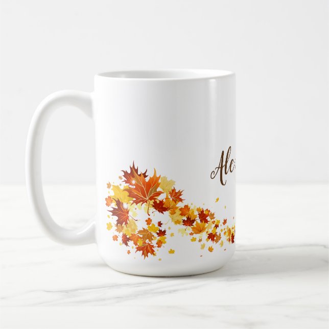 Autumn Fall Leaf Maple Coffee Mug (Left)